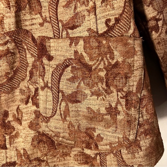 Vintage FDJ Size XL Brown Floral 3 Button Blazer Jacket Tapestry Retro - Picture 4 of 12